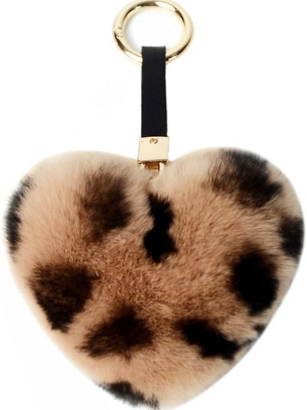 Fluffy Heart Shaped Rex Rabbit Fur Pompom Keychain Bag Charm Ring - Cute